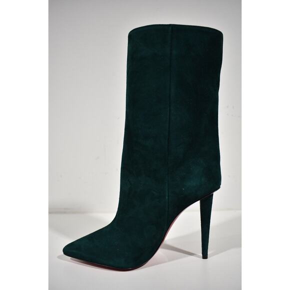 Christian Louboutin Astrilarge Booty 100 Vosges Green Suede Mid Heel Boot 36.5 - Picture 9 of 12